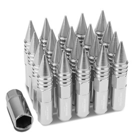 DNA MOTORING LN-ZTL-9030-15-SL 20Pcs Open/Closed End Style M12 x 1.5 20mm OD/107mm Height Wheel Lug Nuts w/Deep Drive Extension, Silver