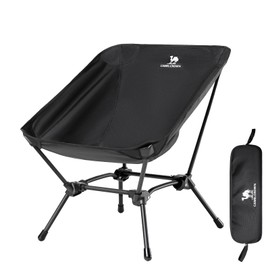 CAMEL CROWN Folding Camping Chair, Lightweight Portable Compact Lawn Chair with Side Pocket for Outdoor Travel Beach Picnic Hiking Backpacking Black