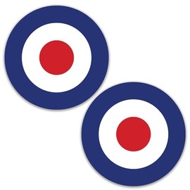 SAFESIGN (2 Pack) 150mm/6 Glossy Vinyl Stickers - RAF Roundel The Who Mod Target Vespa Waterproof Stickers