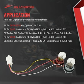 OKAY MOTOR 92451-4C500 Rear Tail Light Bulb Socket and Wire Harness for 2014 2015 Kia Optima 924514C500
