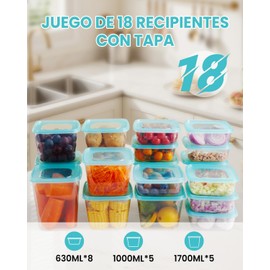 CHEFOLLA Contenedores para Alimentos Recipientes de Plastico de Termorresistente y Fácil de Limpiar con Tapas, Recipientes Herméticos para Almacenar (18 Piezas)