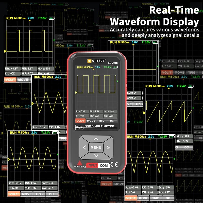 XEAST Handheld Oscilloscope Multimeter Digital - 9999 Counts, 5MHz Bandwidth,