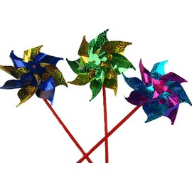 Set Of 3 Toddlers Metallic Foil Windmill Summer Toy