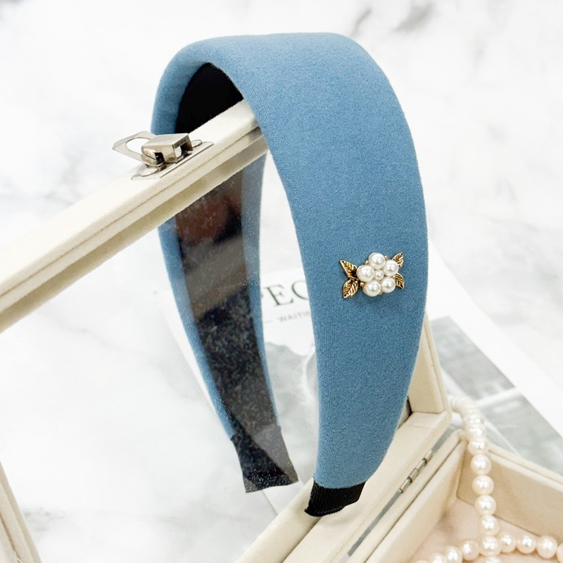 (5 types) Burnaby Wide Soft Pearl Flower Hairband Wide Headband