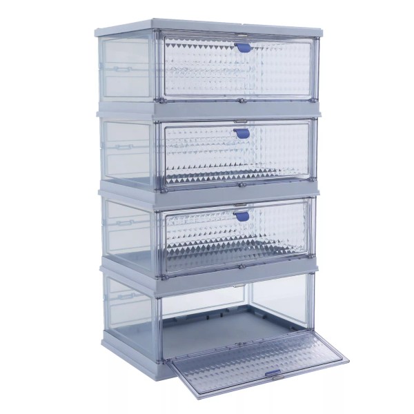 4 Tier Plastic Folding Storage Bins 35" Stackable Storage Drawer