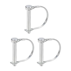 DTGN 8mm x 50mm (DXL) Shaft Locking Pin - 3Pack - Good for Farm Trailers Lawn - Carbon Steel Round Trailer Coupler Pin - Silver Tone