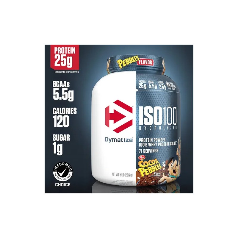 Proteína Dymatize ISO-100 Hidrolizada de 3 lb, Sabor Cocoa Pebbles