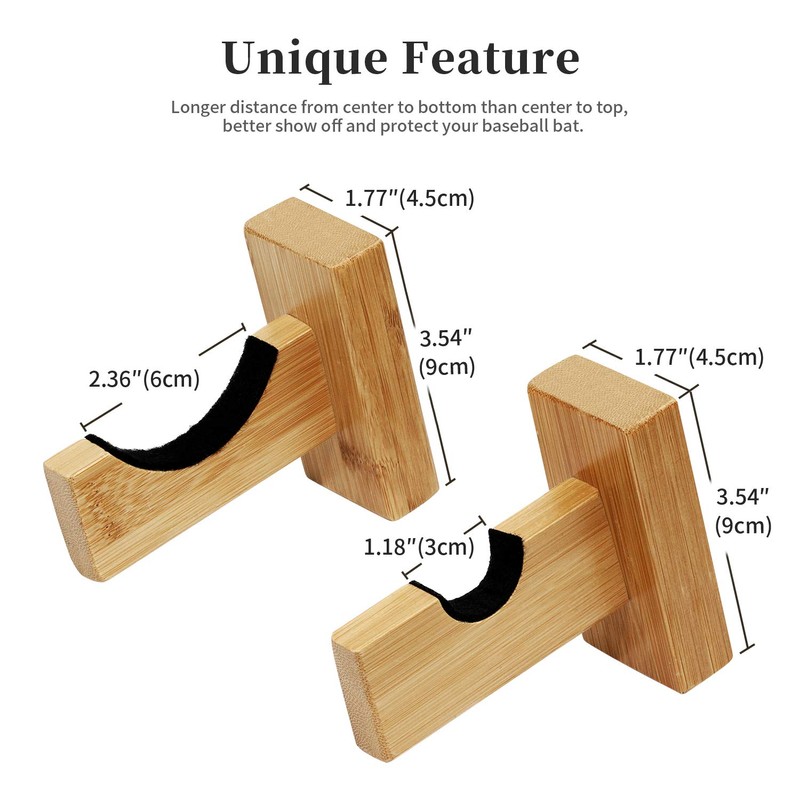 AK KYC Baseball Bat Display Case Holder Wall Mount Horizontal