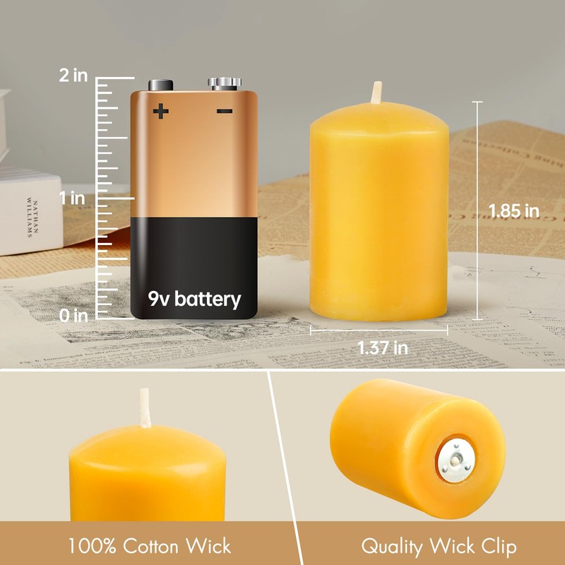 GINITIRI Natural Beeswax Votive Candles,11-12 Hours Unscented Votive Candles Bulk,6