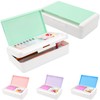 SFLHHDM Pencil Box, Double Layer Large Capacity, White Green, 1pcs