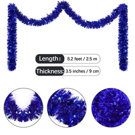 Fovths 6 Pieces Colorful Christmas Tinsel Garland Chunky Fine Christmas Decoration 8.2 Feet Each Tinsel Thick Hanging Luxury Tinsel for Christmas Party Indoor and Outdoor Decor