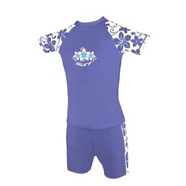 Kidz Swimmers Girls UV Sun Protection Rash Vest and Swim Shorts UPF 50+ Very Peri Purple (9-10 Years)