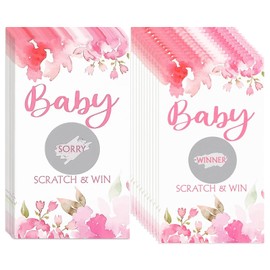 CHEUNGHAO 60 Pack Floral Baby Shower Scratch Off Cards Baby Shower Games Paper Scratch Off Cards Baby Shower Prizes Scratch Off Tickets for Baby Shower Activity Birthday Party Supplies
