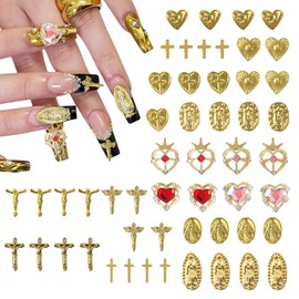 Bzzerumy® 52 Pieces 3D Gold Nail Charms High Quality Nail Art Embellishments Exclusive with Rhinestones for a Luxury Manicure Experience