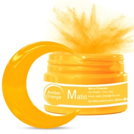 Matio Neon Pigment Powder, 1.8oz/ 50g Amber Orange Highly Fluorescent Nail Powder Iridescent Mica for Epoxy Resin, Soap Making, Candle Dye, Bath Bomb, Nails, Tumblers, Slime, Painting,DIY Craft