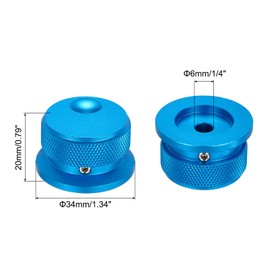 sourcing map 1 Pcs Aluminium Potentiometer Knobs, 1/4" (6mm) Universal Volume Tone Control Knobs with Oval Groove Indicator for Guitar, 4/5" Blue(34x20mm)