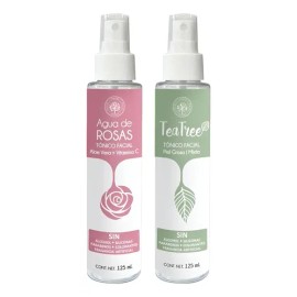 Kit Cuidado Limpieza Facial: Agua De Rosas + Tónico Tea Tree Tipo De Piel Todo Tipo De Piel