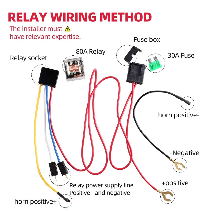 Cenzhiwen Air Horn Wiring Harness and Relay, Button kit Compatible