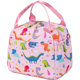 CAMTOP Lunch Box Kids Insulated Lunch Bag Large Reusable Leakproof Cooler Lunch Bags for Boys Girls School Travel Picnic (Pink Dinosaur)