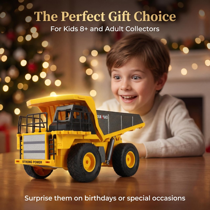 Remote Control Dump Truck for Kids Adults with 4 Battiries