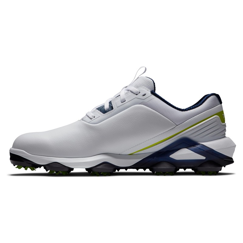 FootJoy Men's Tour Alpha Golf Shoe, White/Navy/Lime, 10
