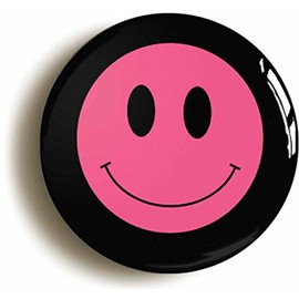 Ozorath PINK HAPPY SMILING ACID HOUSE EIGHTIES BADGE BUTTON PIN (Size is 1inch/25mm diameter)