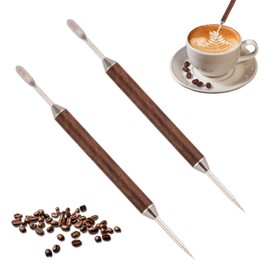 WZNTPJS 2 Pcs Latte Art Accessories Tools Pen for Coffee Decorating Professional Espresso Milk Foam Drawing Kit Precision Stainless Steel Tip Coffee Art Pen Set for Baristas Home Use