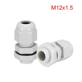 sourcing map M12 Cable Gland Waterproof Connector Plastic Wire Glands Joints White for 2-5mm Dia Wires 5Pcs