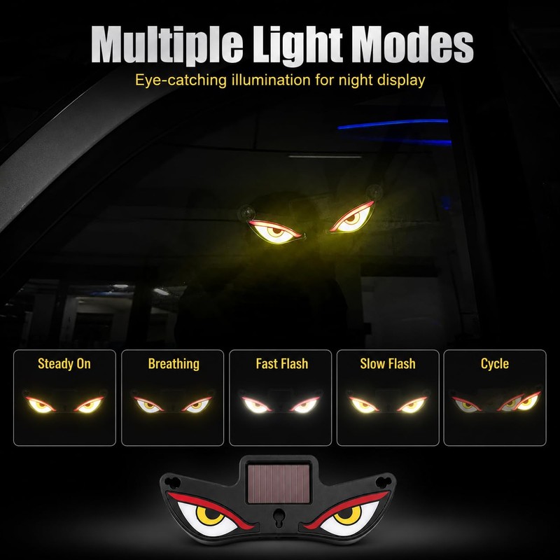 Solar Devil Eyes LED Car Window Light, Wireless No Drill