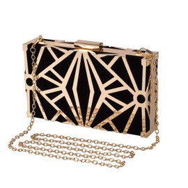 UBORSE Women Clutch Bag Velvet Purse Metal Vintage Evening Bag Hollow Wedding Party Handbag