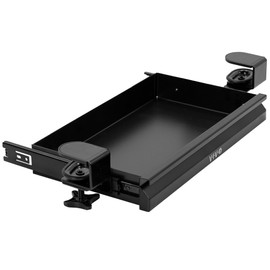 VIVO 16 inch Clamp-on Sliding Pull-out Under Table Drawer for Office Desk, Shallow Storage Organizer for Sit Stand Workstation, Black, DESK-DR2C