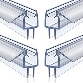 4 Pack Frameless Shower Door Bottom Seal, 3/8 x 39 Clear PVC Shower Seal Strip for 3/8 Inch Glass Shower Door Stop Shower Leaks