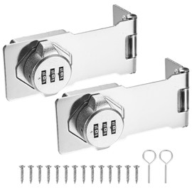 M METERXITY 2-Pack Keyless Combination Lock, 4.3" Zinc Alloy Mechanical Password Twist Knob Hasp Locks Latch, 90/180 Degree Barn Door Lock for Cabinet/Closet/Garage/Drawers/Garden [Silver]
