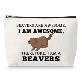 Sfodiary Beaver Lover Gifts Makeup Bag Animal Lover Gift for Women Friend BFF Mothers Day Presents for Mom Aunt Sister Graduation Presents for Daughter Christmas Birthday Gift Beaver Cosmetic Bag