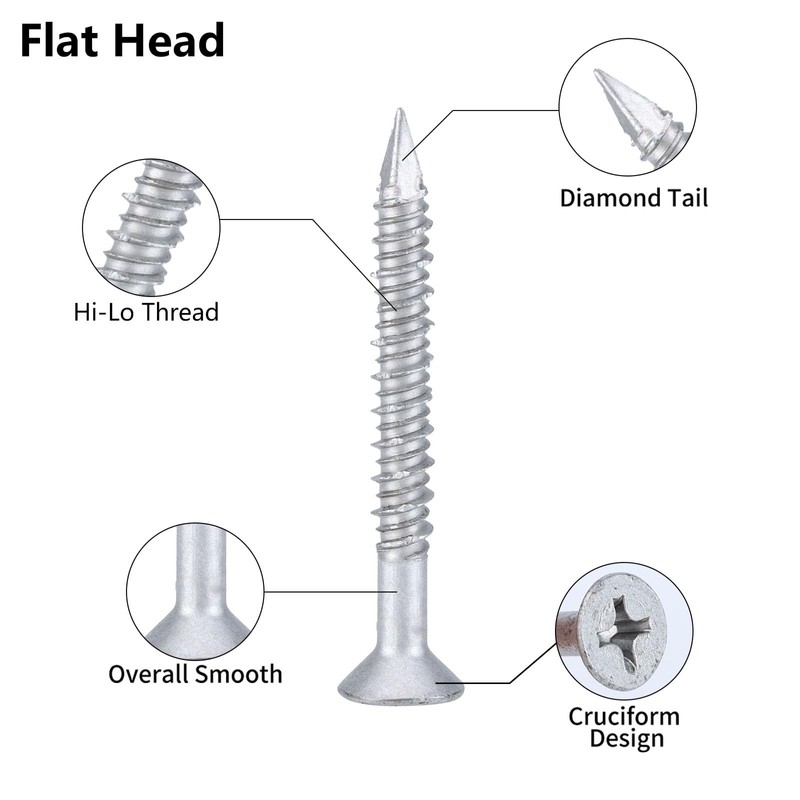 Bobibbi 3/16 x 1-1/4" 410 Stainless Steel Flat Head Tapcon