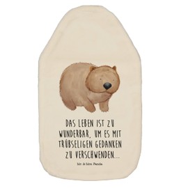 Mr. & Mrs. Panda Wombat Hot Water Bottle Gift, Life is Beautiful, Hot Water Bottle with Cover, Good Mood, Animal Motifs, Funny Sayings, Australia