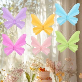 Honoson 6 Pcs Hanging Butterfly Decorations, Large 3D Paper Butterfly Spring Decorations for Women Birthday Party Wedding Garden Flower Party Supplies