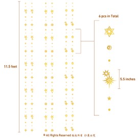 Cheerland Glitter Gold Star Garland Gold Party Decorations Starry Banner Backdrop Sun Moon Star Hanging Birthday Decoration New Year NYE Ramadan Graduation Baby Birdal Shower Streamer