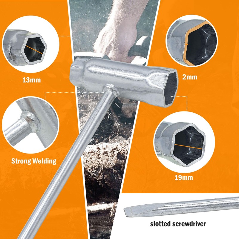 DAKCOS Chainsaw Scrench, Combination Spanner, Spark Plug Spanner, T-Wrench Socket