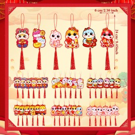 Yuntau 36 Pcs Chinese New Year 2025 Decorations Snake Year Red Hanging Ornaments Knot Pendant Chinese New Year Decorations Spring Festival Chinese Luck Wealth Charm Decoration for Car Tree Wall