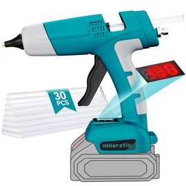 HHieratic Cordless Hot Glue Gun for Makita 18V Battery,Craft Glue Guns with Digital Display,Temperature and Amount Controls,Hot Glue Gun Kit with 30pcs Sticks for DIY&Arts&Crafts(Battery Not Include)
