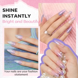 modelones Nail Polish Set, 6 Colors Summer Charm Pink Blue Gold Purple Green Shimmer & Holographic Quick Dry Non Toxic Nail Polish Kit Salon Home DIY Manicure Kit Gift For Women Girl