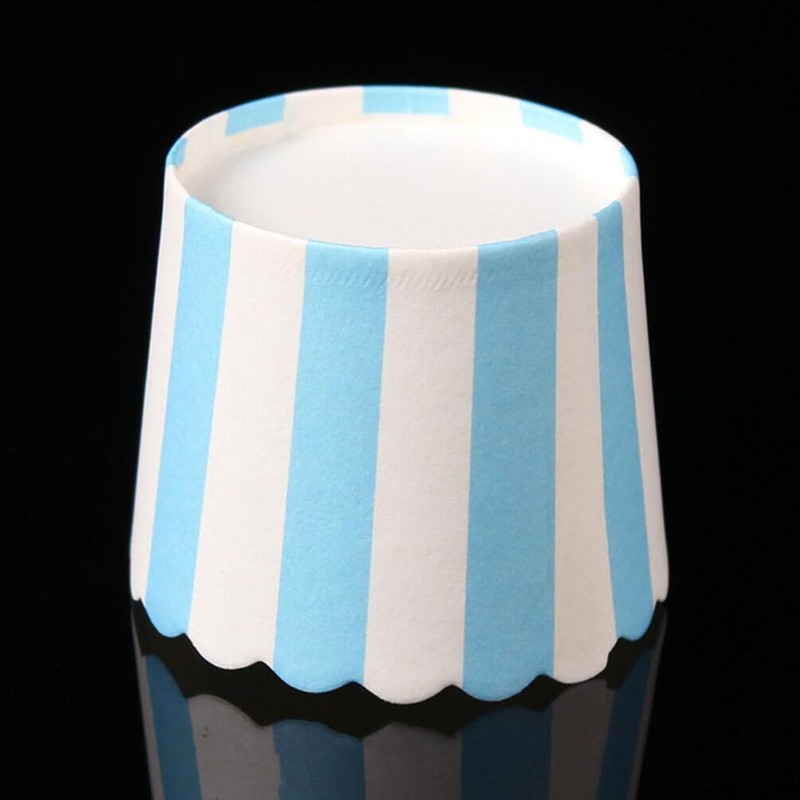 Cabilock 50PCS Paper Baking Cups Blue and White Stripes Dessert