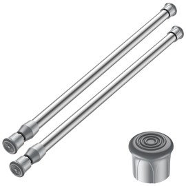 AIZESI 2PCS Silver Tension Rod 16 to 28 Inch, Adjustable Spring Curtain Rods No Drilling, Spring Tension Rods for Window DIY Projects Cupboard Wardrobe