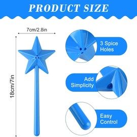 SAHENITEANA 2 Pcs Salt and Pepper Shakers, Magic Star Wand Shaped Seasoning Bottle, Refillable Spice Tools Seasoning Container with 3 Holes for Restaurant Decor Party (Black&White)