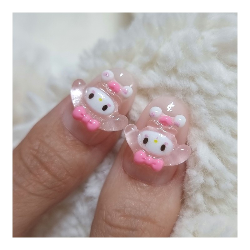 Pink Star Handmade Nail Tips - Medium Oval / 핑크