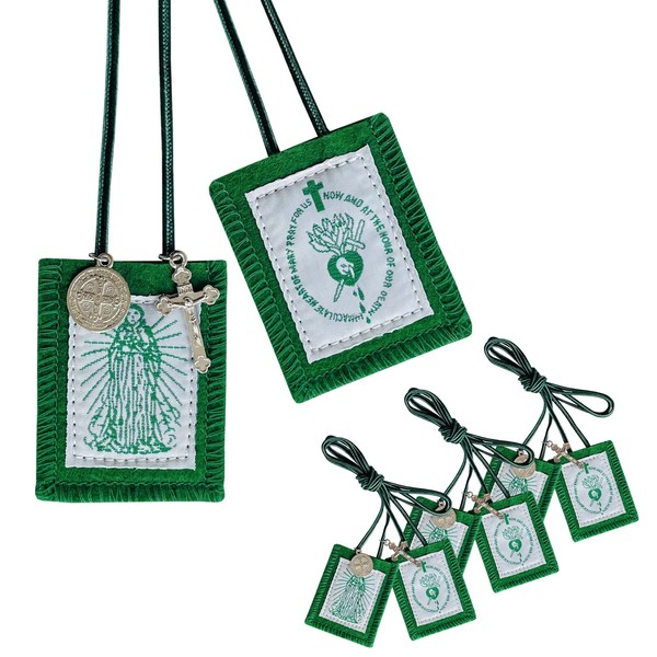 Green Scapular, 3 Pack Bulk Scapulars Catholic Of Immaculate Heart
