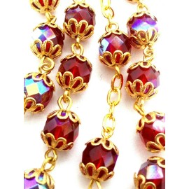 Premium Quality AB Italian Crystal Capped Rosary Beads Stamped Italy