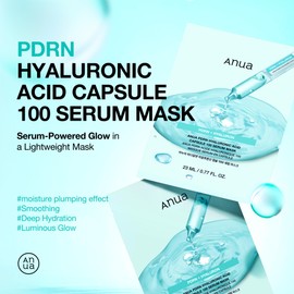 ANUA PDRN Hyaluronic Acid Capsule 100 Serum Mask, everyday glow korean sheet mask with Salmon PDRN, Hyaluronic acid, Collagen, Self home care facial mask for glass skin, Korean skin care (10EA)