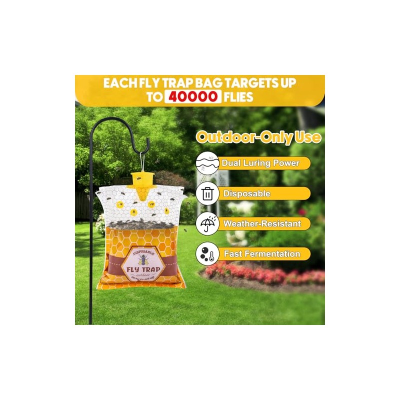 6 Pack Outdoor Fly Traps with Bait for Chicken Coops